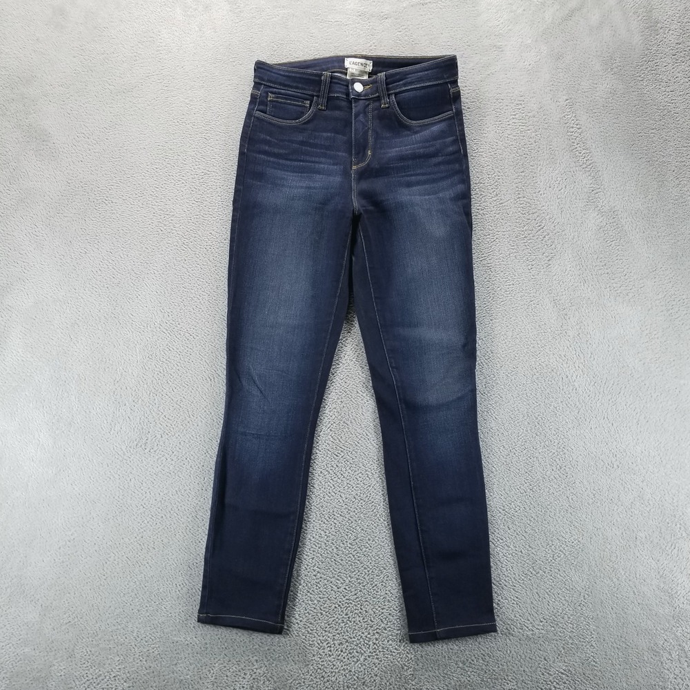 L'Agence Jeans Womens 26 Blue Skinny High Rise‎ Faded Dark Wash Stretch